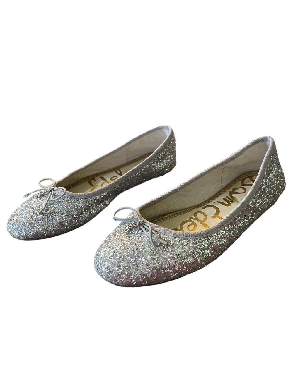 Sam Edelman Girls Silver Glitter Felicia Ballet Flats Size 4